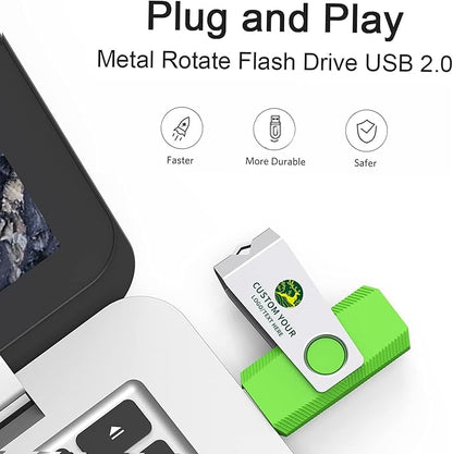 Customizable Flash Drives 2GB, Wooolken Personalized USB 2.0 Drive 10/20/50/100 Pack, Custom Thumb Drive Engraved Logo USB Drive (Mixcolors)