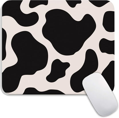 Square Mouse Pad Black Cow Print,Personalized Premium-Textured Custom Mouse Mat Design,Washable Mousepad Cloth,Non-Slip Rubber Base Computer Mouse Pads for Wireless Mouse