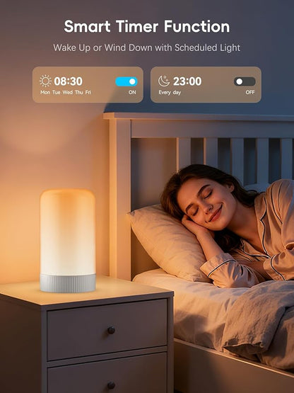 RGBICWW Smart Table Lamp, Touch Bedside Lamp with App Control, LED Desk Lamp with Music Sync, 30+ Scenes & 16M Colors, Color Changing Lamp for Bedroom Living Room Gaming Dimmable Night Light, Gold
