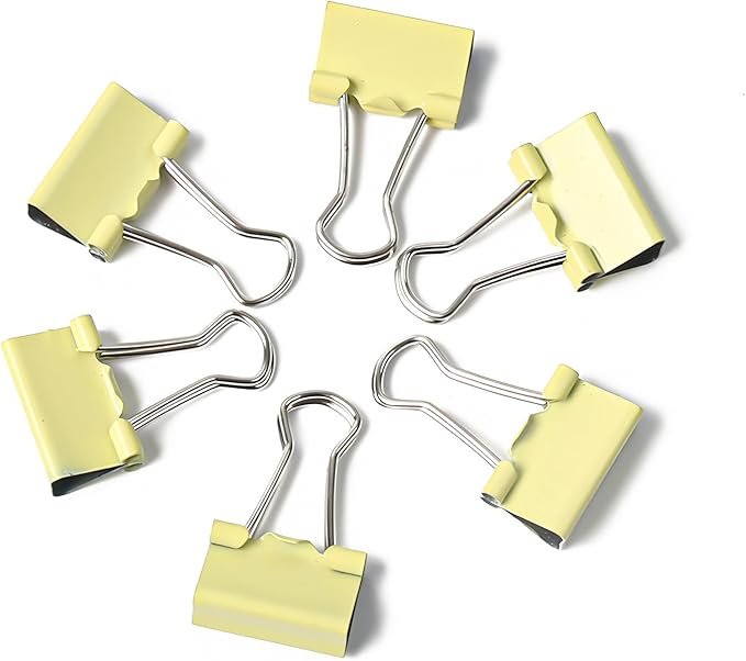 100 Pack Mini Yellow Binder Clips 5/8 Inch (15 mm), Colored Little Paper Clamps, Small Tiny Micro Size Paper Clips for Office Home School Business 0.6"