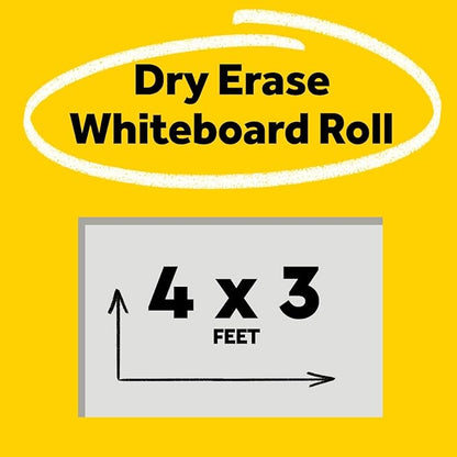 Post-it Dry Erase Whiteboard Film Surface for Walls, Doors, Tables, Chalkboards, Whiteboards, and More, Removable, Stain-Proof, Easy Installation, 4 ft x 3 ft Roll (DEF4x3)