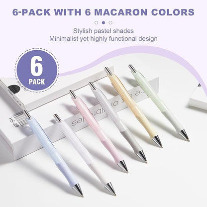6-Pack 0.7mm Mechanical Pencils with Macaron Colors, Built-In Eraser, Copper Tip, Easy-Load Lead, Metal Clip, Soft Grip, for School, Office, Sketching, Drafting