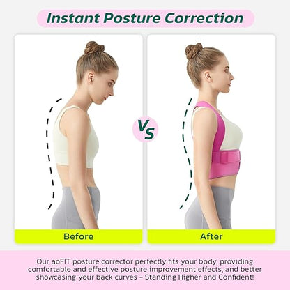 Posture Corrector for Women - Lightweight and Breathable Back Brace for Pain Relief, Rounded Shoulders and Hunchback, Compact & Portable with Fashionable Design, Invisible Under Clothes Blue-L