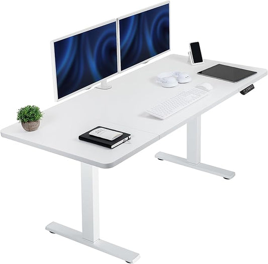 VIVO Electric 60 x 30 in Standing Desk, Memory Height Adjustment, 1B Series, White Top White Frame, DESK-KIT-1W6W-30