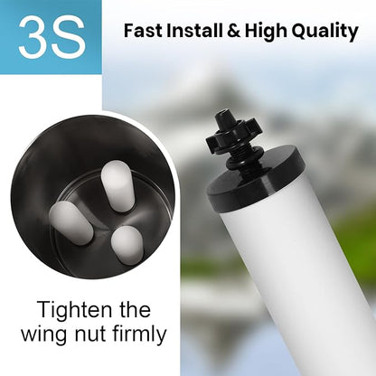 HUINING 2PCS 7" Ceramic Filter Candle Activated Carbon Replacement Filters Compatible with ProOne and Berkey Countertop Gravity Water Filter System, Household Water Bucket,Water Cooler Filtration