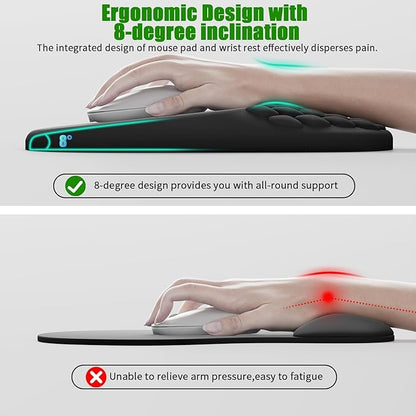 VAGAU Ergonomic Mouse Pad with Wrist Support, Wrist Rest Pain Relief Mousepad Memory Foam & Non-Slip PU Base for - Gaming, Office and Home (Black)