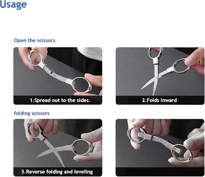 Mini Folding Scissors, Safe Portable Travel Mini Scissors, Stainless Steel Retractable Small Scissors for Home Office, Safe Portable Travel Scissors, 2 Piece Set (gold)