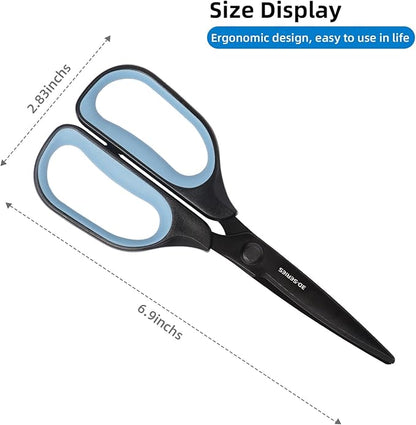 All Purpose Scissors - Comfort Grip, 3D Curved Cutting Edge, Stainless Steel Office Scissors for Sewing Fabric Home Craft School Supplies, 2-Pack (Blue, Green)