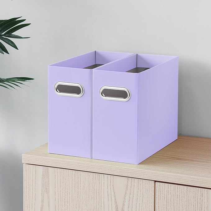 Oterri Cardboard File Organizer Box for Hanging File Folders Letter Size,File Box for Computer Desk,File Cabinet,Working Home,Office,Classroom(Purple, Letter Size - 2 Packs)