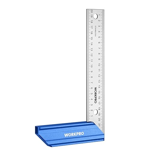 WORKPRO 8 Inch Try Square with Aluminum Handle - Woodworking Square Precision for Professional Carpentry Use & Premium Stainless Steel Ruler
