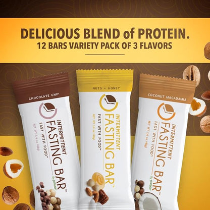 Prolon Fasting Bars | 5g Protein, 7g Fiber | Keto-Friendly, Gluten-Free, Dairy-Free, Plant-Based | Nutrition for Intermittent Fasting | Variety Pack | Nuts & Honey, Chocolate Chip, Coconut Macadamia (24 Count)