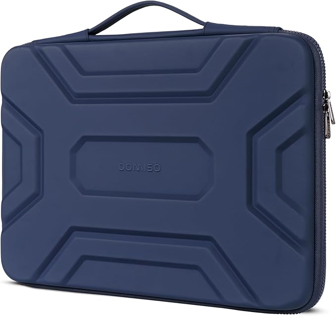 DOMISO 17 inch Laptop Sleeve with Handle Shockproof Computer Bag Waterproof EVA Protective Carrying Case for 17.3" HP Dell Asus Lenovo Laptop, Dark Blue