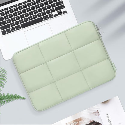 MOSISO 15-15.6 inch Laptop Case, 16 inch Puffy Laptop Sleeve Compatible with MacBook Pro 16 M4 M3 M2 M1, HP, Dell, ASUS, Lenovo Notebook, Rectangle Quilted Puffer Computer Bag for Women, Sage Green