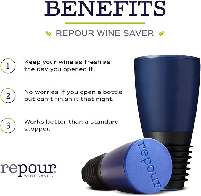 Repour Wine Saver and Stopper - Removes Oxygen, Preserving and Keeping Wine As Fresh As The Day The Bottle Was Opened (10-Pack)