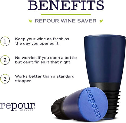 Repour Wine Saver and Stopper - Removes Oxygen, Preserving and Keeping Wine As Fresh As The Day The Bottle Was Opened (10-Pack)