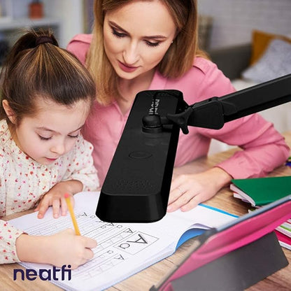 Neatfi Task Lamp – 2,500 Lumens, 30W, 22-Inch Wide Shade, 4 Brightness Levels, Eye-Caring Light, Clamp Mount, LED Task Light for Manicure Table, Crafts, Workbench, Office (Non-CCT, Black)