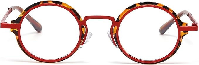 Onrtry Fashion Small Round Blue Light Blocking Glasses for Women Men Metal Frame Eyewear Glasses