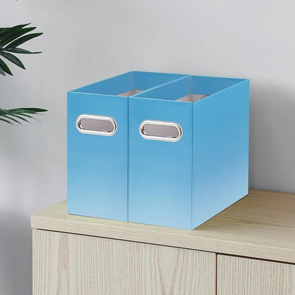 Oterri Cardboard File Organizer Box for Hanging File Folders Letter Size,File Box for Computer Desk,File Cabinet,Working Home,Office,Classroom (Gradient Light Blue, Letter Size - 2 Packs)