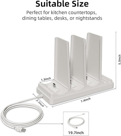 EZVALO 3-Port USB-C Charging Station for Cabinet Light, Multi-Light Storage & Charging Base, Designed for Strip Lights Under 9.5 inches (Power Supply and Adapter are not Included)