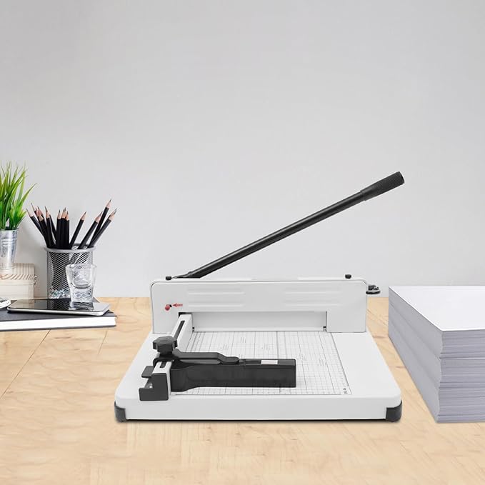 12-Inch Heavy Duty Paper Cutter, Manual Guillotine Trimmer with Safety Lock & Metal Base, Cuts 400 Sheets for A4/B5/A5 Paper, Ideal for Office, School, Craft & Printing Shop Use