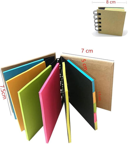 RHAWOM 8 Pads Spiral Notepad,3 x 3.5 Kraft Cover Mini Notebook with 2X 3 inches Sticky Notes and Page Marker，250 Counts/Pad Gift for Student