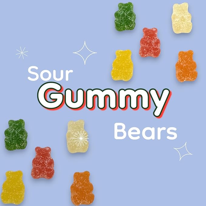 Irresistibly Delicious Sour Gummy Bears -1.5 lbs Lusciously Flavorful Soft & Chewy Sour Candy Snack, Fruity Flavor Assortment-Great for Kids and Adults of All Ages(24 oz)