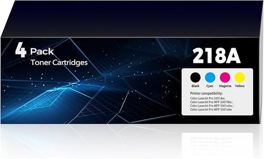 218A Toner Cartridges Combo (with Chip) for 3301sdw 3301fdw Compatible for HP 218A 218X Toner Cartridge for HP 218A W2180A Color LaserJet Pro 3201dw MFP 3301sdw 3301fdw 3301cdw Printer (4 Pack)