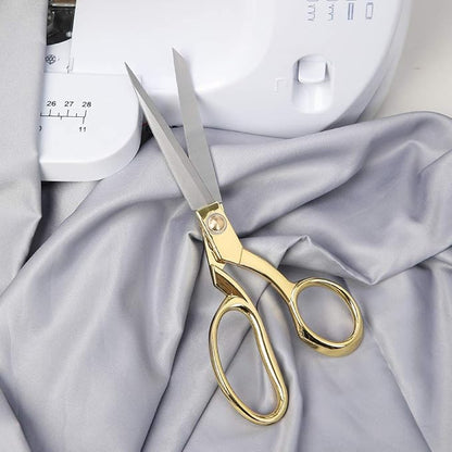 Professional Heavy Duty Tailor Scissors Gold Stainless Steel Ribbon Cutting Sewing Dressmaking (Gold8.5)