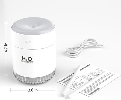 Plant Humidifiers, Portable Mini Humidifier, Rechargeable Personal Desktop Humidifier for Bedroom, Office, Nursery, Travel with Night Light,Auto Shut-Off,3 Filter(350ml,white)