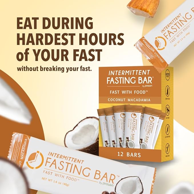 Prolon Fasting Bars | 5g Protein, 7g Fiber | Keto-Friendly, Gluten-Free, Dairy-Free, Plant-Based | Nutrition for Intermittent Fasting | Formulated to Not Break Your Fast | Coconut Macadamia Nut (12 Count)