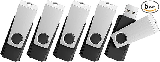 TOPESEL USB Flash Drive 5 Pack 64GB USB Storage Flash Drives, Memory Stick Jump Drive USB Drive Thumb Drives for PC laptops, Tablets, TVs, car Audio (64G, 5PCS, Black)