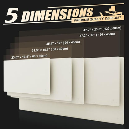 K KNODEL Large Office Leather Desk Mat, Mouse and Keyboard Pad, Computer and Laptop Mat, Desktop Protector and Cover, Writing Pad and Blotter (47.2"x17", White)