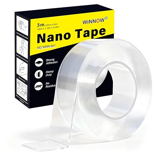 Double Sided Heavy Duty Extra Strong Adhesive Tape -Indoor/Outdoor Household Nano Tape for Securing Picture Frames, Carpets. - Reusable and Without Leaving Adhesive Marks (1.18 inches x 10 feet)