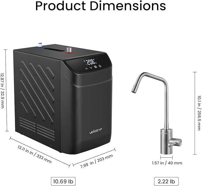 Instant Hot Water Dispenser 110V, Under-Sink Boiler with Hot Faucet, WiFi Smart Control, Digital Temp 113–208°F, Child Safety Lock, Energy Efficient, Quiet Operation, Ideal for Kitchen or Office