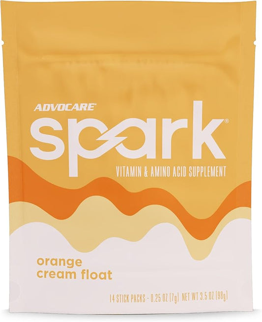 AdvoCare Spark - Energy Drink Mix - Vitamin & Amino Acid Supplement - Supports Energy & Focus - Portable Immune Support - Sugar-Free - - Orange Cream Float, 14 Stick Packs (3.5 oz)