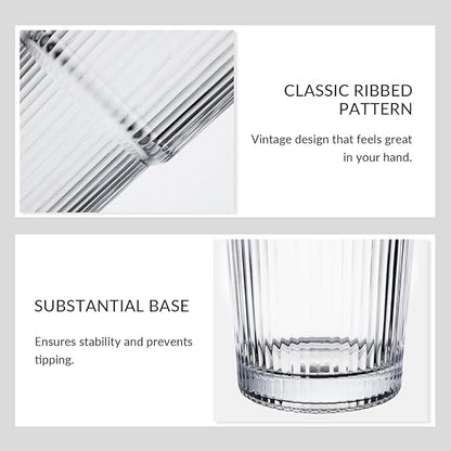 20 oz Glass Tumblers, Iced Coffee Cups with Lids and Glass Straws, Thickened Wall Glass Cups, Ideal for Smoothies, Cocktails, and Juices – Vintage and Durable Drinkware –2 Pack