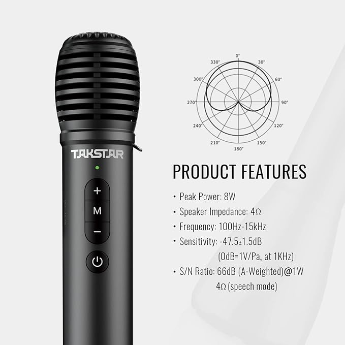 TAKSTAR 2-in-1 Bluetooth Wireless Microphone & Voice Amplifier, Portable Wireless Mic Speaker, Handheld Microphone Loudspeaker for Singing, Home Party, Karaoke, Meeting, Outdoors, Speech, Party - DA10