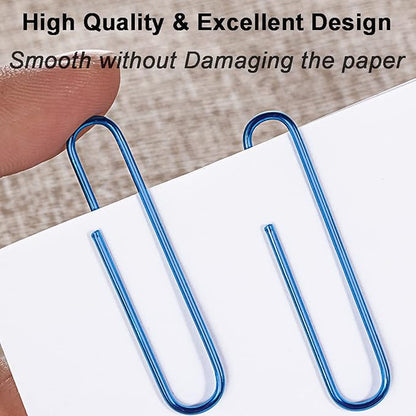 Paper Clips, 2 Inch Large Paper Clips(50mm), Corrosion-Resistant Vinyl Coated PaperClips, Durable and Save-Money, Holds up to 30 Sheets Jumbo Blue PaperClips Great for Home, School and Office