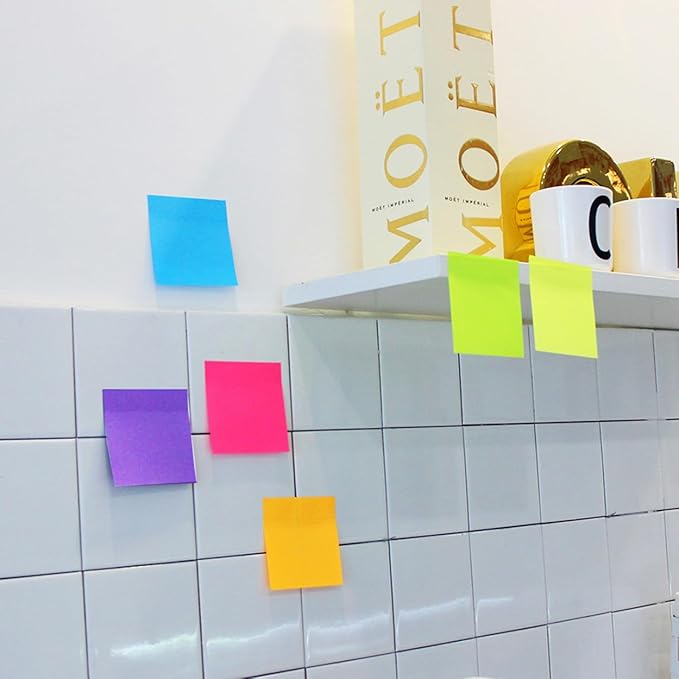 Sticky Notes 3x3 Inches,Bright Colors Self-Stick Pads, Easy to Stick for Home, Office, Notebook, 16 Pads/Pack