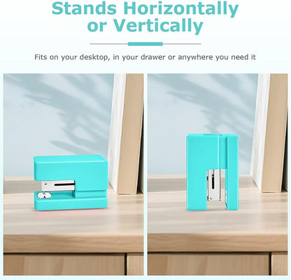 Mini Stapler - Small Cute Desk Staplers - 25 Sheet Capacity with 830 Staples and Staple Remover, Desktop Stapler for Office, School, Home, Green