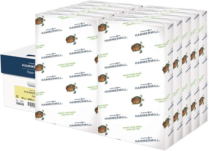 Hammermill Colored Paper, 20 lb Cream Printer Paper, 8.5 x 14-10 Ream (5,000 Sheets) - Made in the USA, Pastel Paper, 168040C