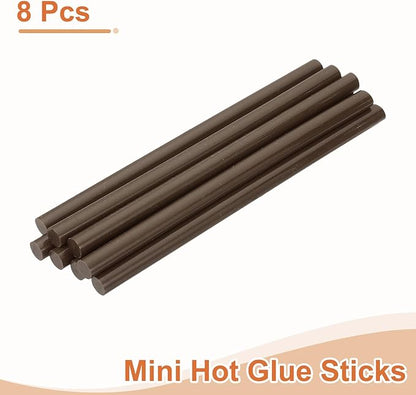 uxcell 8 Pcs Mini Hot Glue Sticks, 0.43" Dia x 7.87" Long EVA Glue Gun Sticks, Coffee Mini Hot Melt Glue Sticks for DIY Craft Sticky Projects