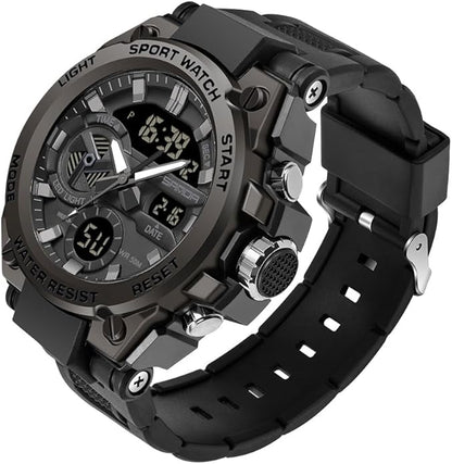 KXAITO Men's Watches Sports Outdoor Waterproof Military Watch Date Multi Function Tactics LED Alarm Stopwatch