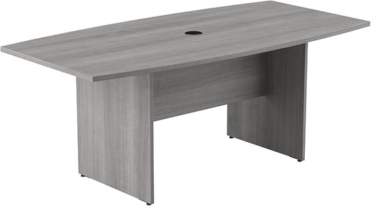 Bush Business Furniture 72-inch Office Conference Table with Wood Base, Boardroom Meeting Space for 6 Users, Platinum Gray
