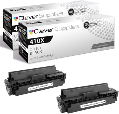 CS Replacement Toner Cartridge Compatible with HP 410X CF410X Black Pro M452dn M452dw M452nw M477 M477fdw M477fnw M477fdn MFP M377dw 2 Set