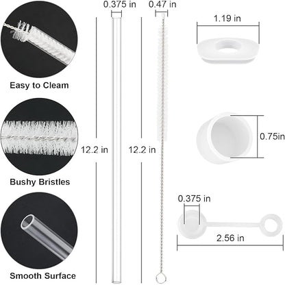 Straw Spill Stopper Cover Accessories for Stanley Cup 40 oz 30 oz Quencher, Tumbler Accessories of 6 Straw Replacement with Cleaning Brush, 4 Leak Sproof Plug, 2 Silicone Cover Cap for Stanley