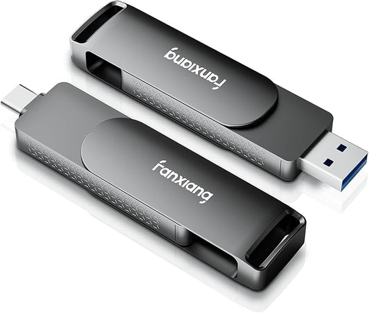 fanxiang 512GB Fast External SSD Flash Drive Up to 2000MB/s USB3.2 Gen2, 2-in-1 Dual USB A +Type-C Drive, USB Memory Stick Solid State Thumb Drive for iPhone 15/16/Android/Windows/MacPC/Laptops