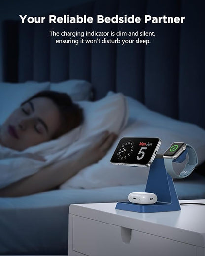 Magnetic Wireless Charger for iPhone - 3 in 1 Charging Station for Multiple Devices Charger Stand for Apple Watch iPhone 16 15 14 13 12 Pro Max
