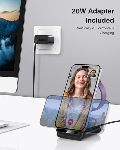 Wireless Charging Station,3 in 1 Charging Stand Made for Apple Watch Ultra 11 10 9 8 7 6 SE 5 4 3,Fast Wireless Charger Made for iPhone 17/Air/16/15/14/13/12,for AirPods Pro(with Adapter) (Black)