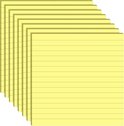 8 Pads Big Sticky Notes 11 x 11 Inch Lined Jumbo Large Sticky Notes for Wall,Giant Strong Power Memo Square Post for Office, 25 Sheets/Pad (Yellow Color)